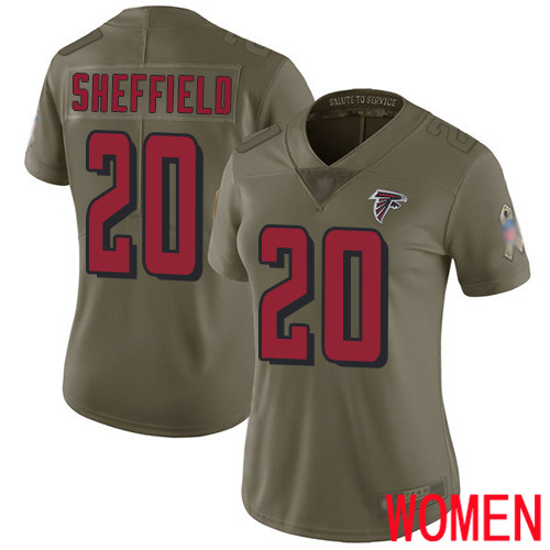 Atlanta Falcons Limited Olive Women Kendall Sheffield Jersey NFL Football #20 2017 Salute to Service
